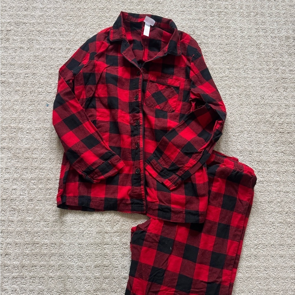 Target Wondershop women’s Christmas red buffalo plaid pajamas pjs size medium
